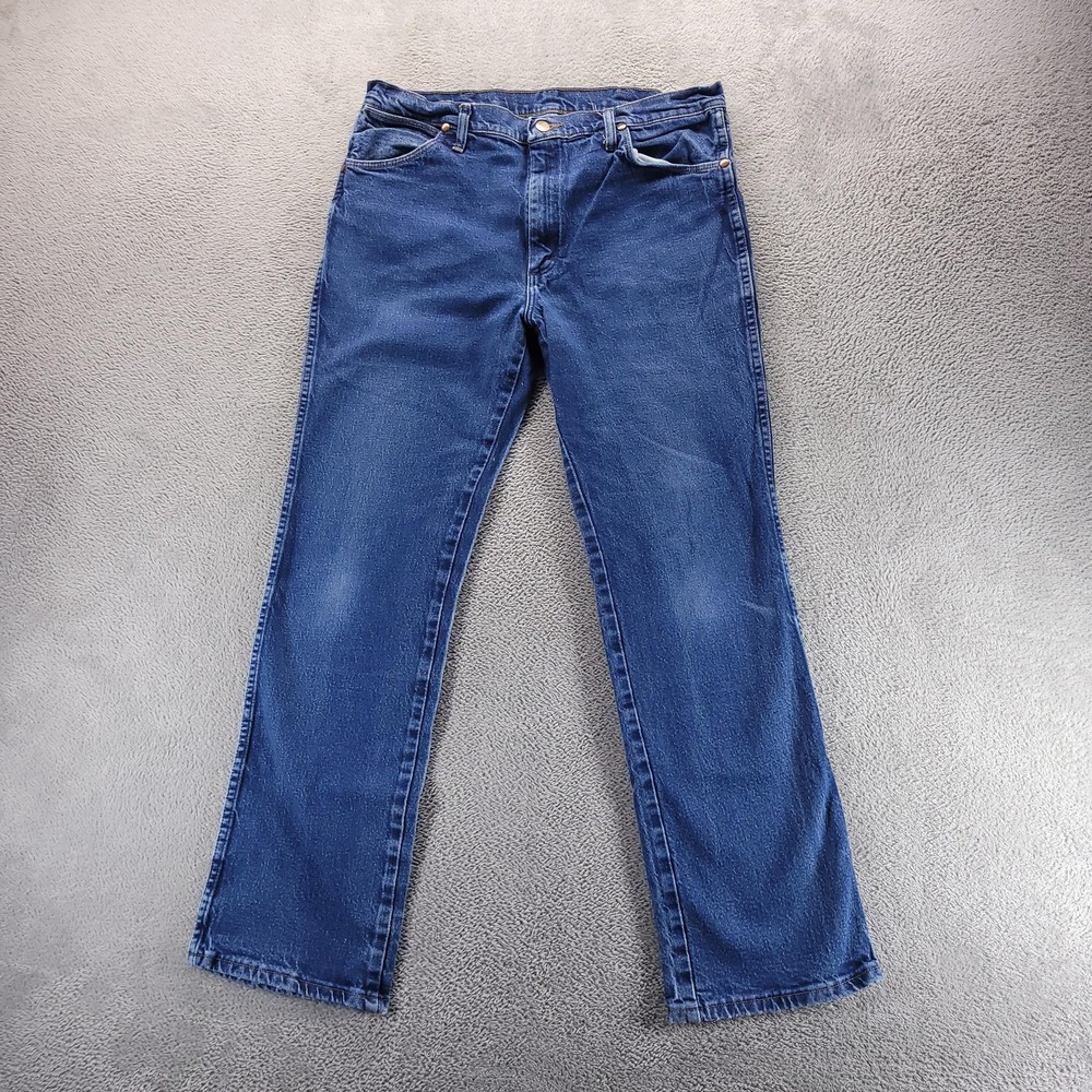 Wrangler Jeans Mens 35x32 Blue 947STR Straight Cowboy Cut Rodeo Western Workwear